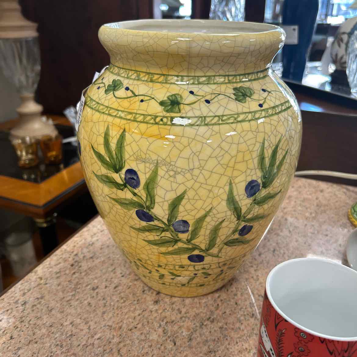 Yellow w/Olives Vase