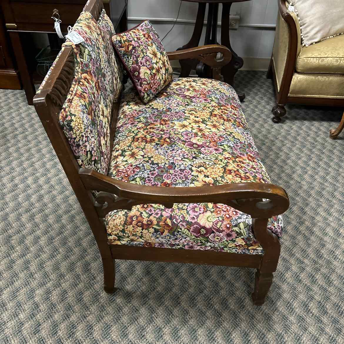 Multicolor Flowered Antique Settee