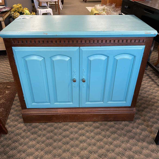 Teal/Brown Painted Cabinet