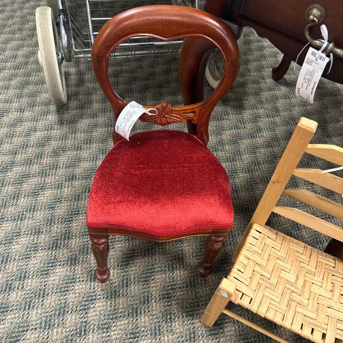 Wood w/Red Seat Doll Chair NEW