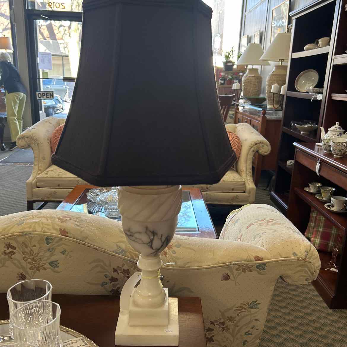 White & Gray Alabaster Lamp