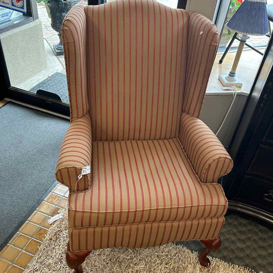 Wing Chair w/Red Stripes