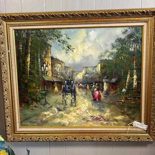Walter Blesh Oil of Street Scene