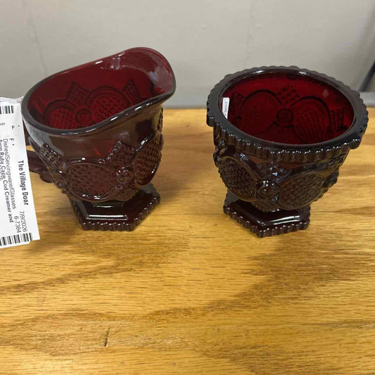 Avon Ruby Cape Cod Creamer and Sugar