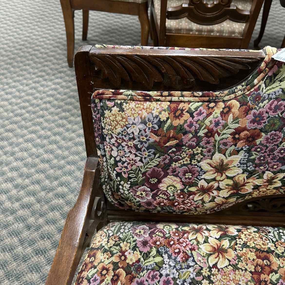 Multicolor Flowered Antique Settee