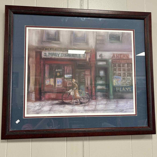 Lady w/Bike in Front of Shop
