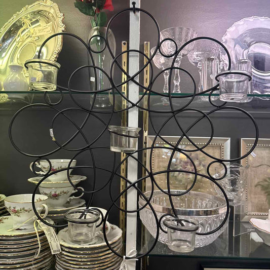 Black Metal Wall Sconces w/Candles