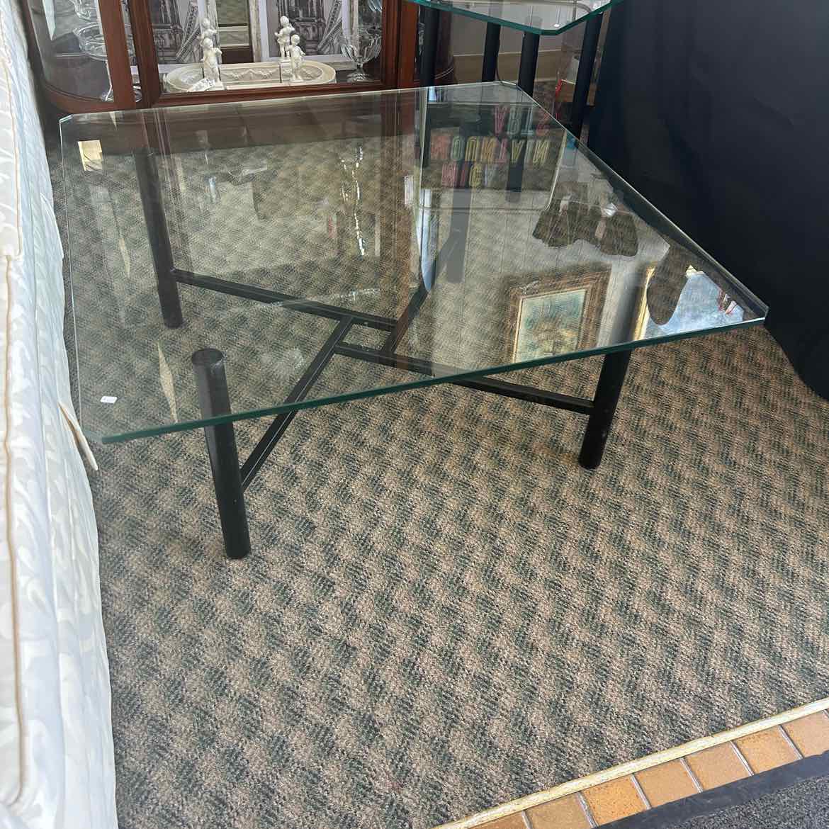 Square Glass Table w/Metal Legs