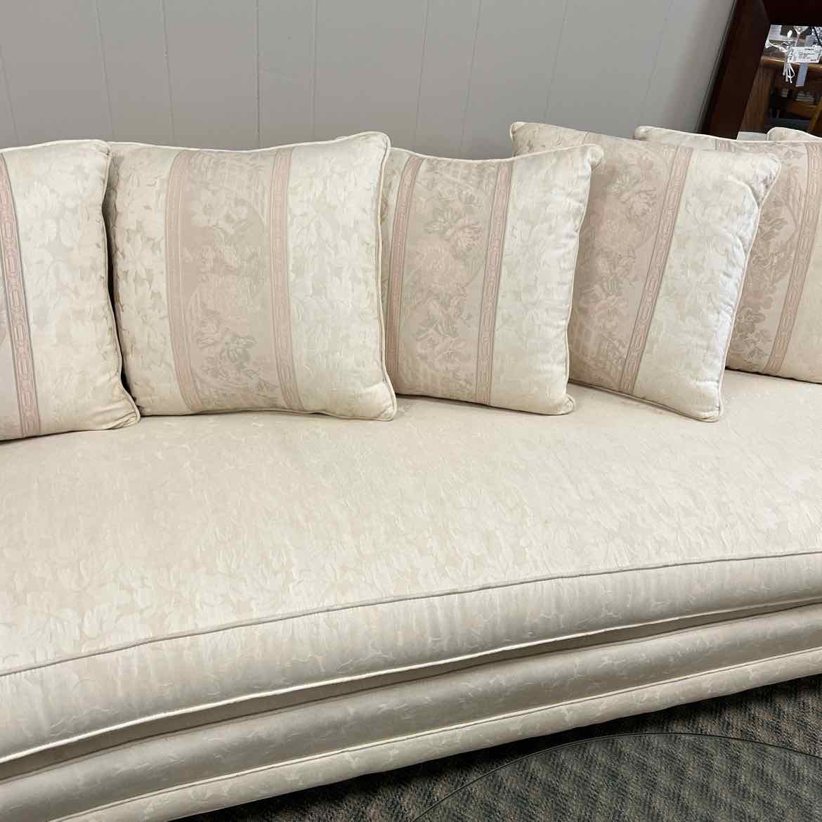 Ivory 9 ft Curved Sofa w/Pillows
