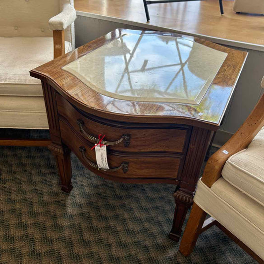End Table W/Marble Insert & Drawer