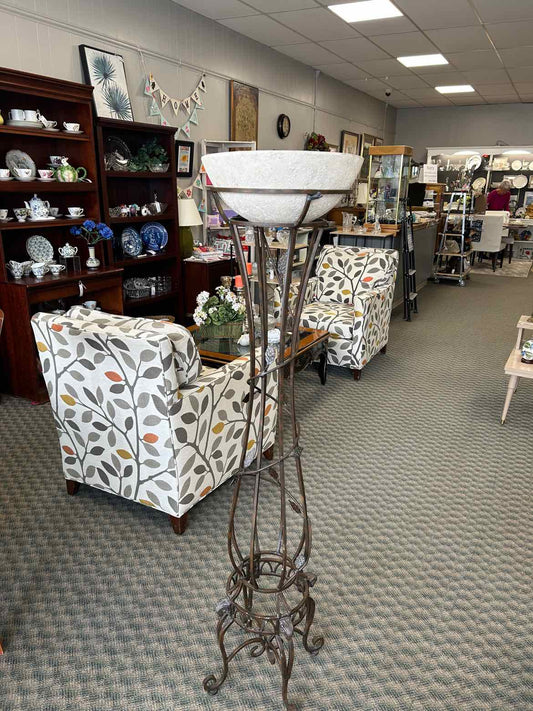 Tall Metal Planter W Clay Bowl