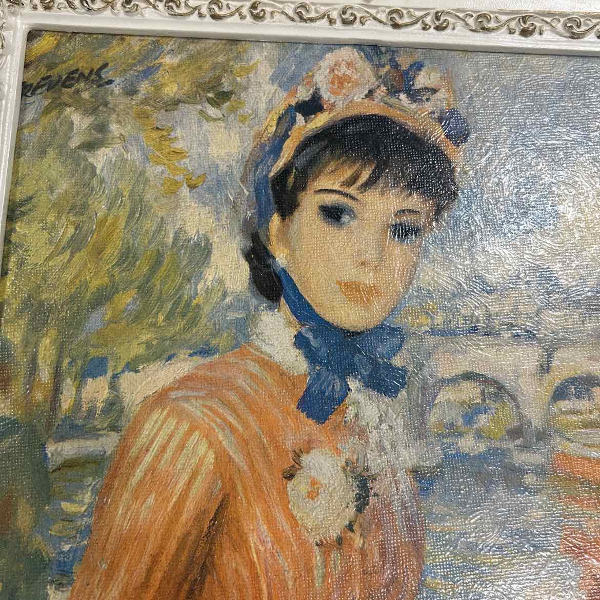 Painting of Woman & Girl in White Frame