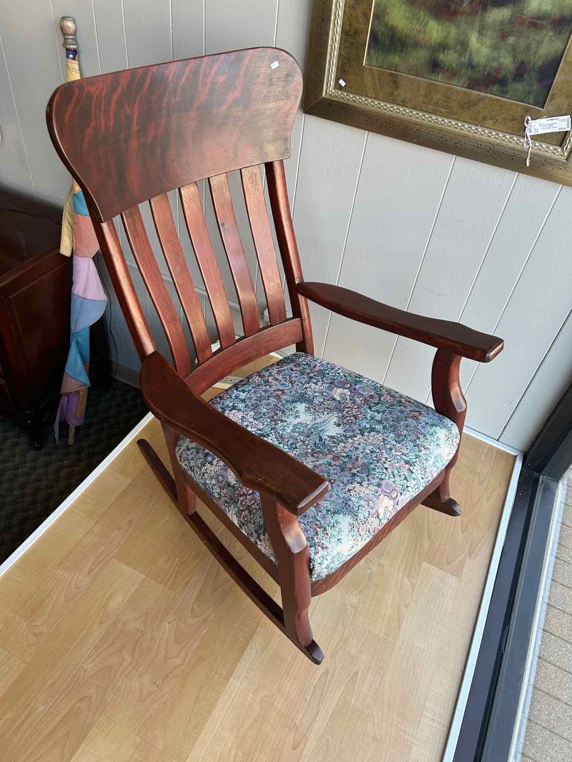 Wood Rocker w/Embroidered Seat
