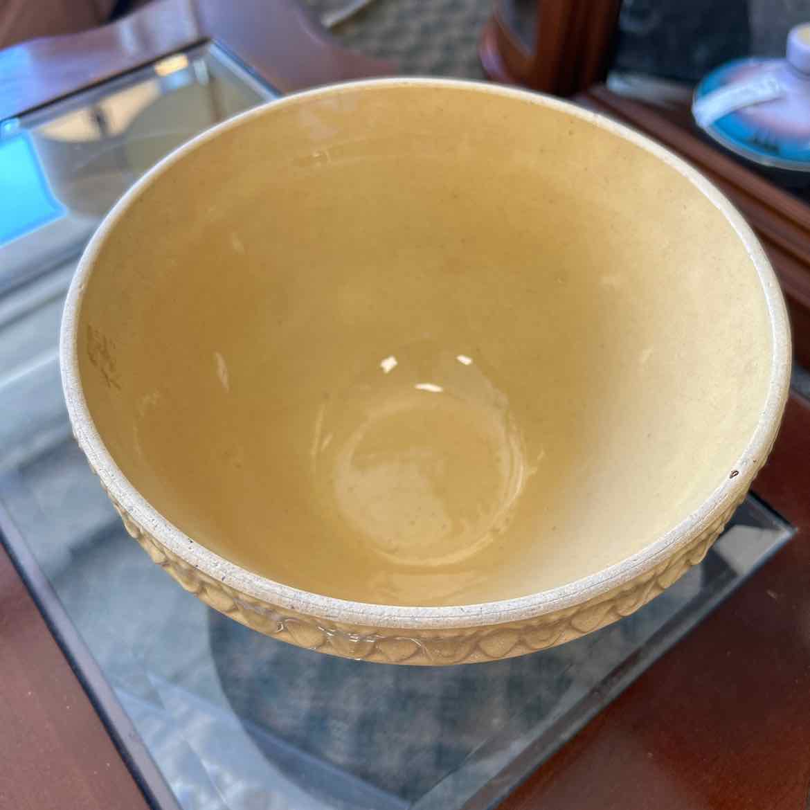 Vintage Stoneware Pink & Blue Stripe Bowl