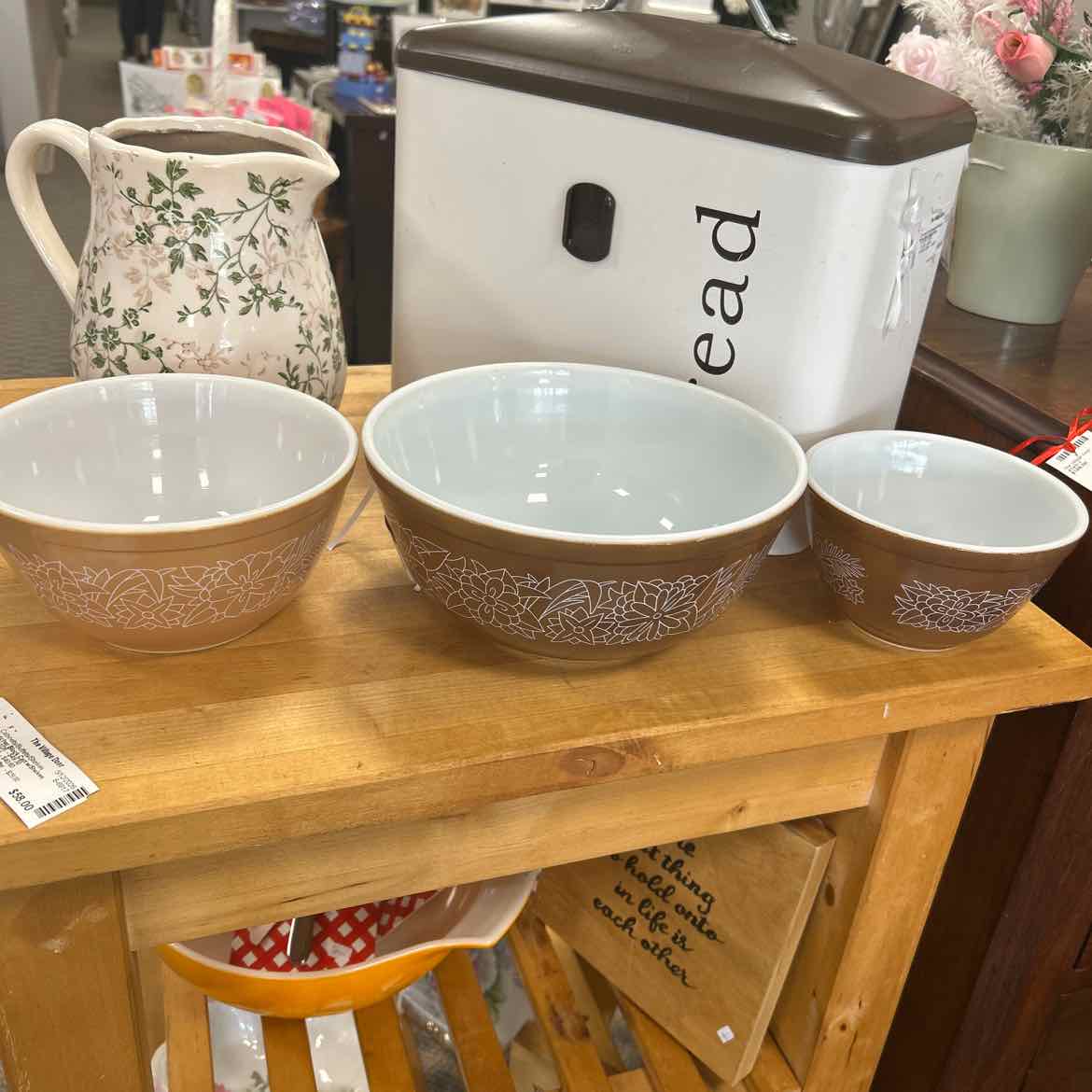 3 Vintage Brown Pyrex Bowls