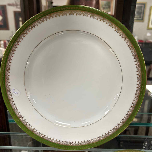 25 pc Green & Gold Dish Set