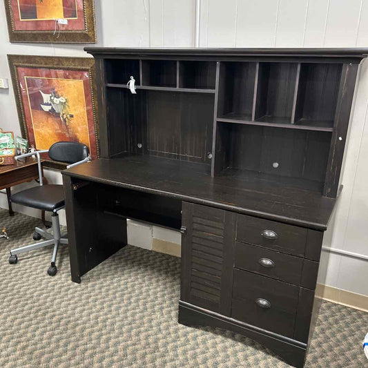 Black Desk With Hutch