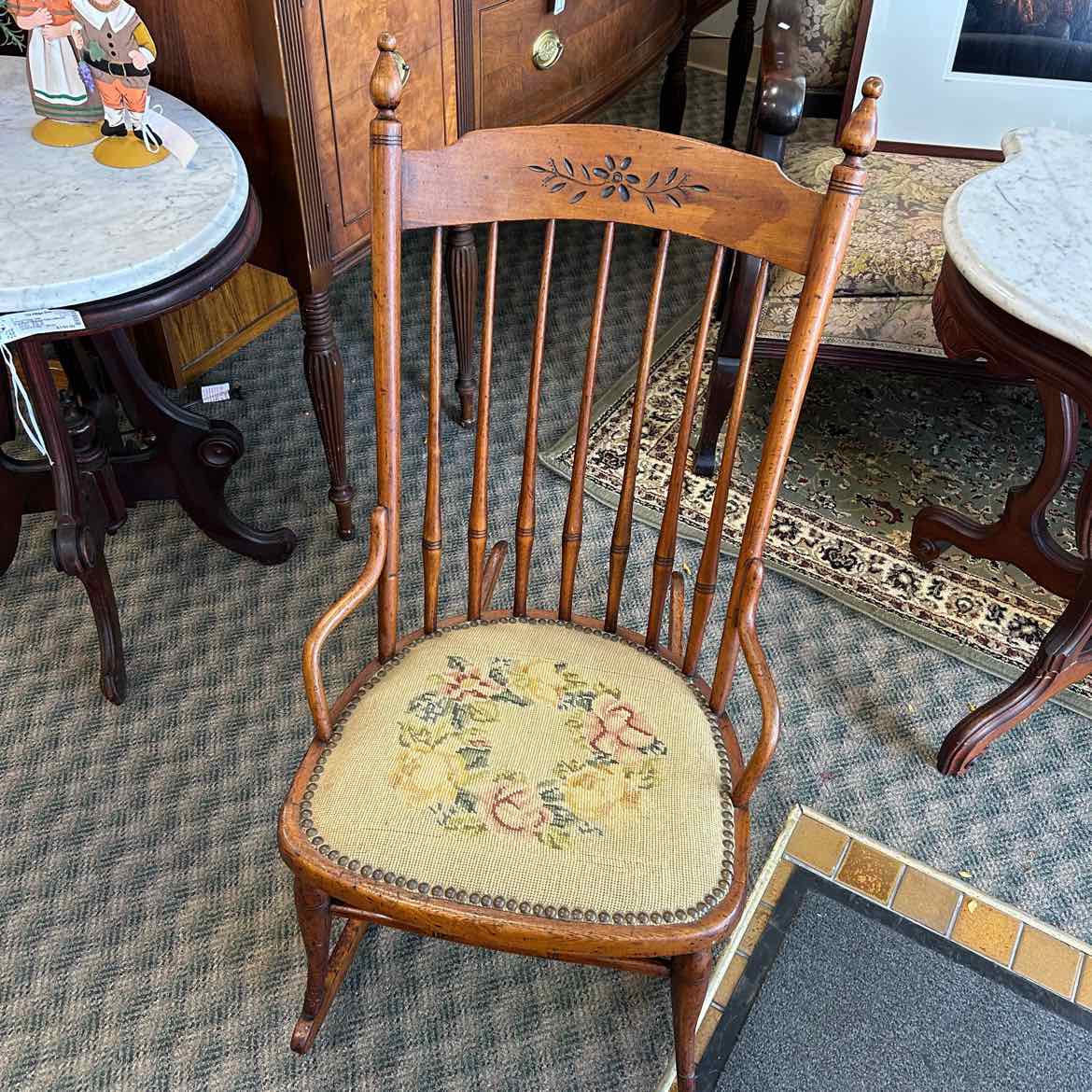 Vintage Rocker w/Needlepoint Seat