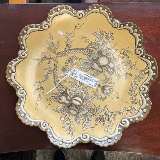 Large Brown/Beige Scalloped Dish