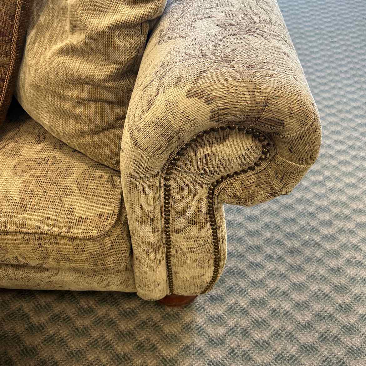 Large Tan Floral Loveseat