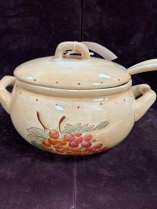 3 Piece Tan w/Cherries Soup Tureen