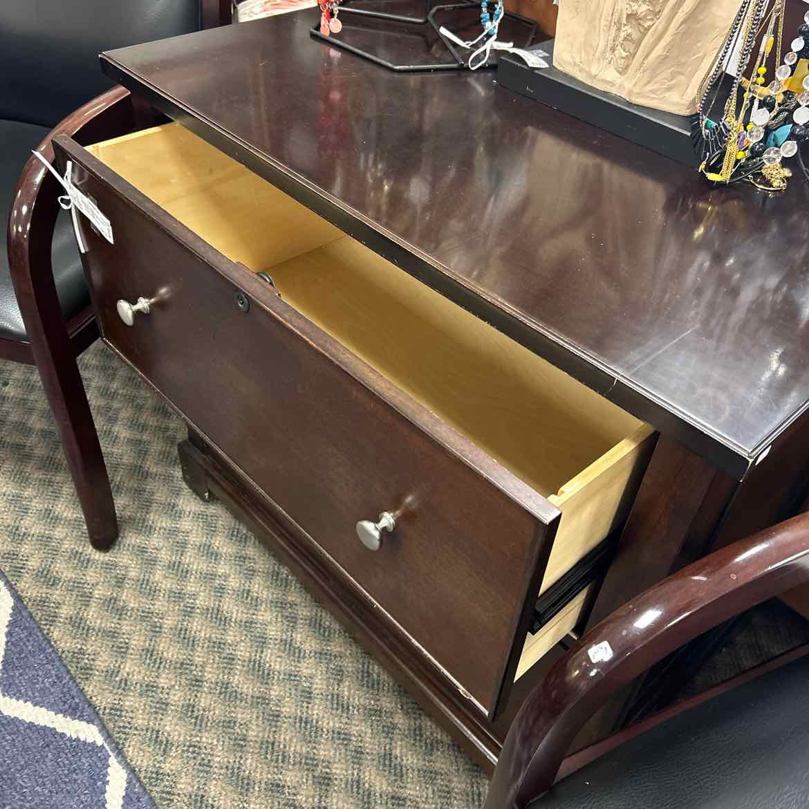 Brown Wood Cabinet w/File Drawers