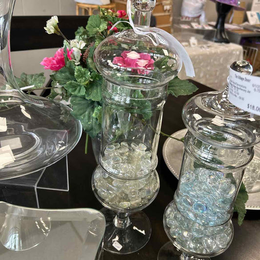 Tall Glass Apothecary Jar w/Marbles