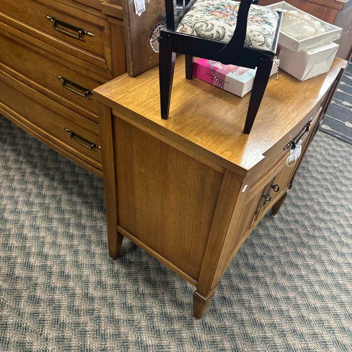 Wood Night Stand w/Brass Handles