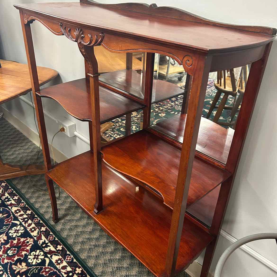 Vintage Cherry 4 Shelf Curio Shelf