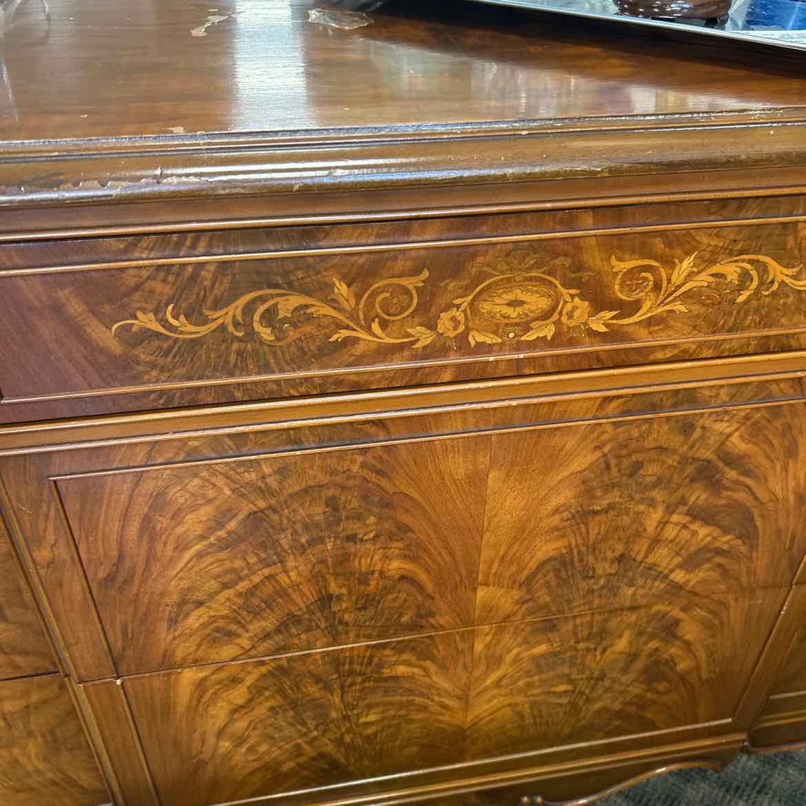 Vintage Wood Dresser w/Carved Legs AS IS