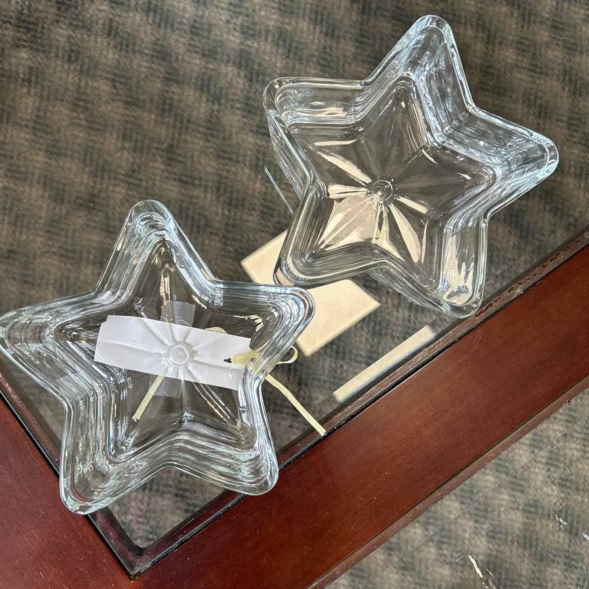 Pair Star Shape Glass Bowls