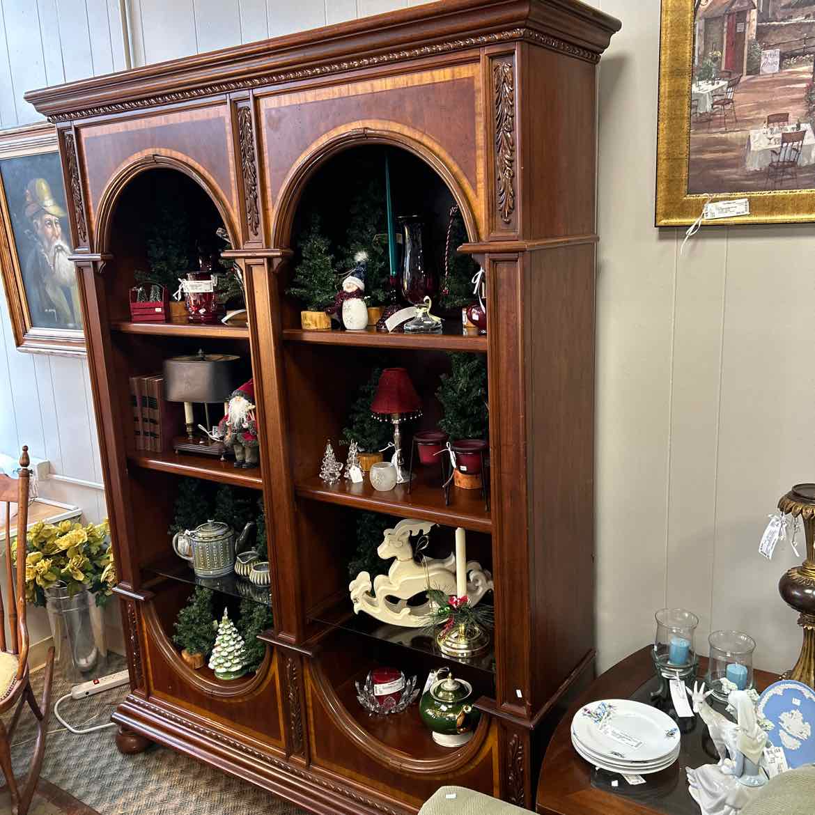 Double Sided Ornate Wood Cabinet