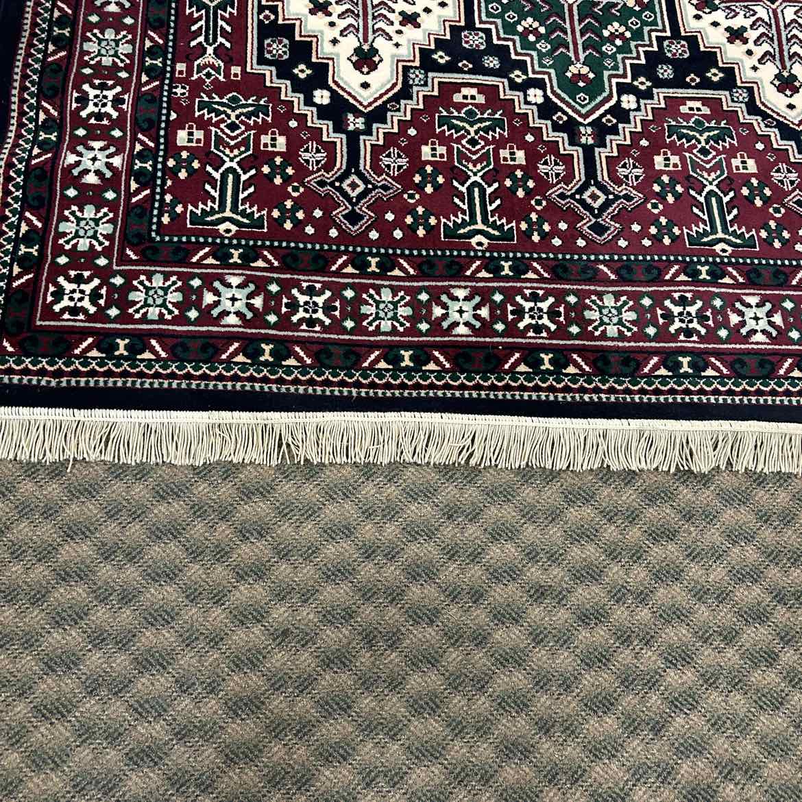 Navy/Burgundy/Green Patterned Rug
