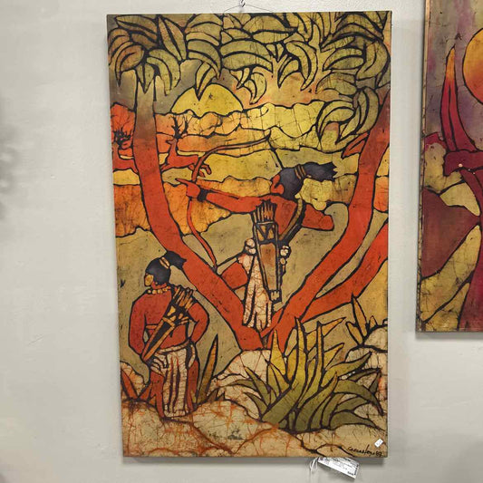 Red/Orange Multicolor Fabric Wall Art Picture