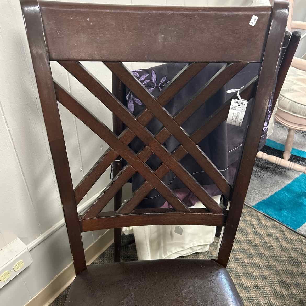Wood Chair w/Black Seat