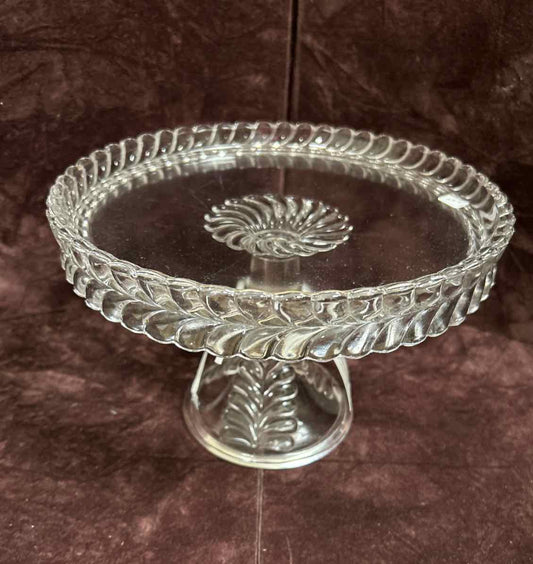 Glass Pedestal Cake Plate w/Ruffled Edge