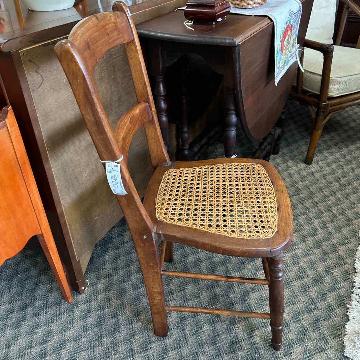 Wood Chair w/Cane Seat