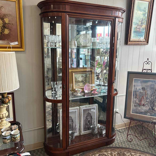 Tall Oak Curio w/Plexi Shelves