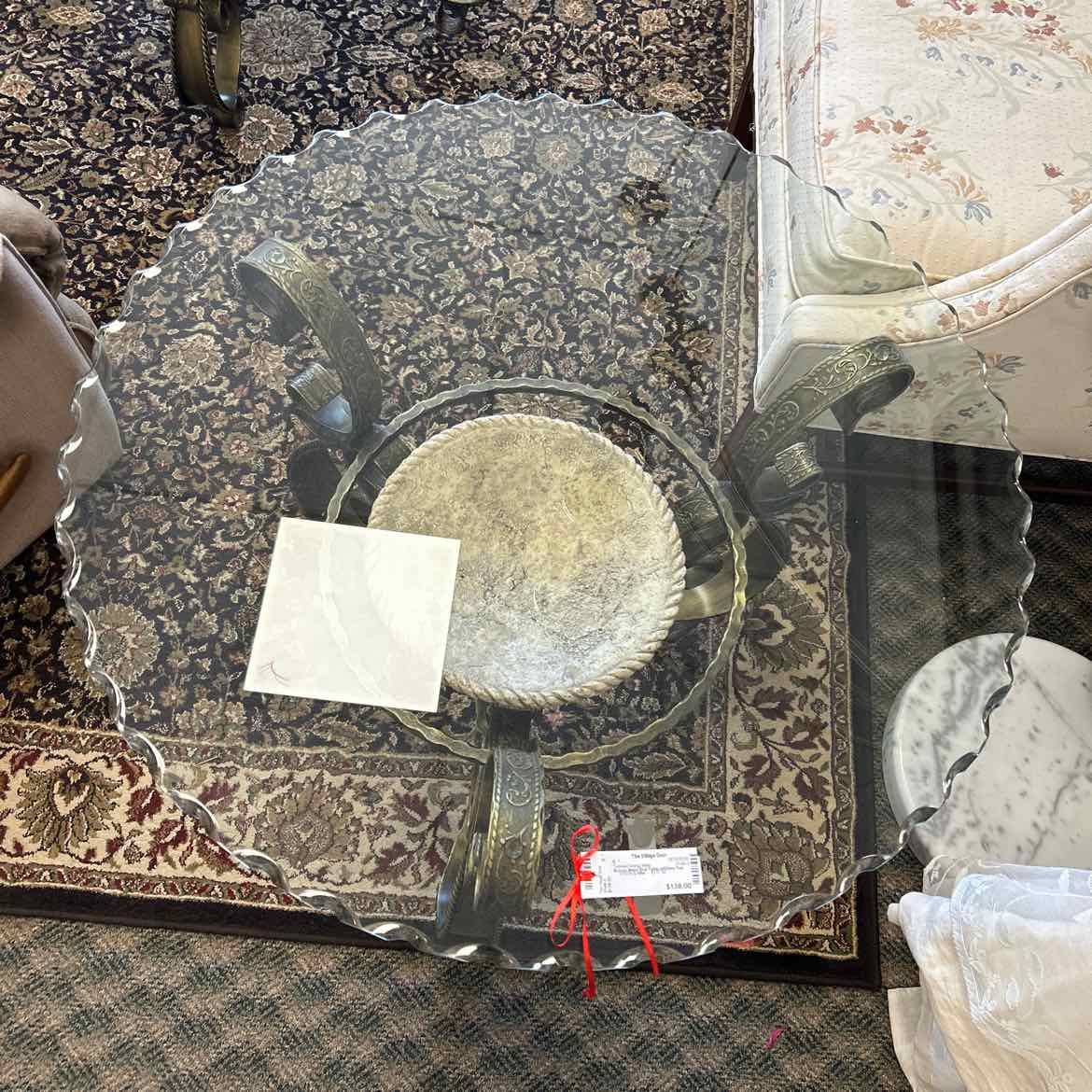 Bronze Metal End Table w/Glass Top