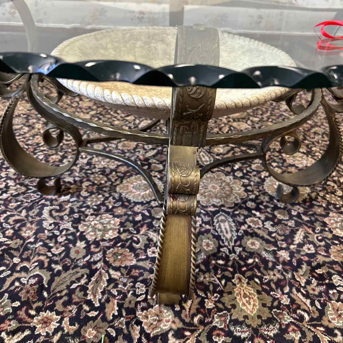 Bronze Metal Coffee Table w/Glass Top