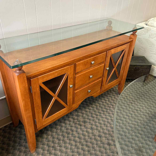 Glass Top Buffet w/ Wood Base