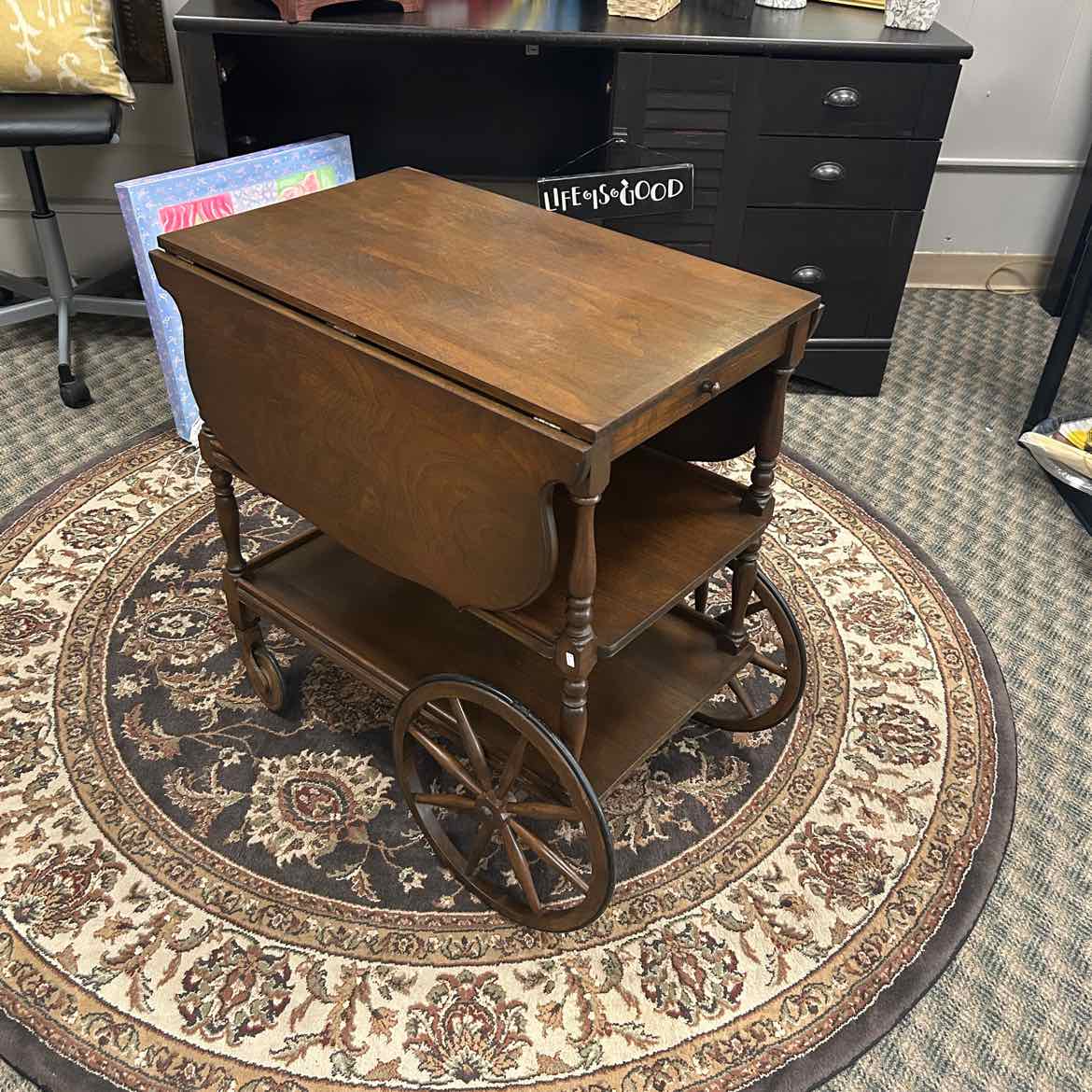 Drop Leaf Tea Cart w/Drawer