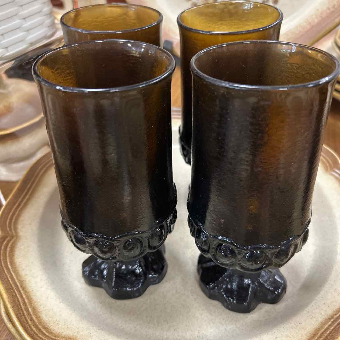 Set of 8 Franciscan Madeira Brown Pedestal Glasses