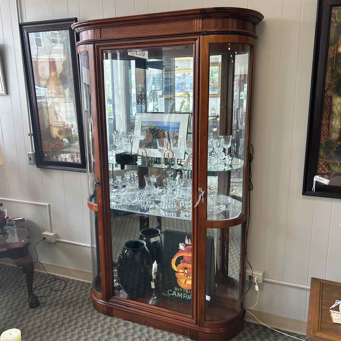 Tall Oak Curio w/Plexi Shelves