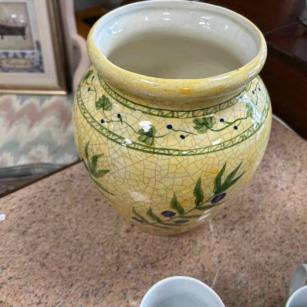 Yellow w/Olives Vase