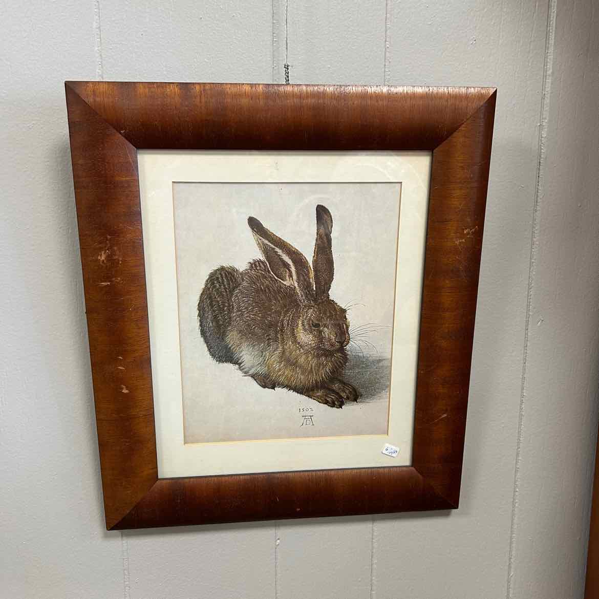 Watercolor of Rabbit in Brown Frame