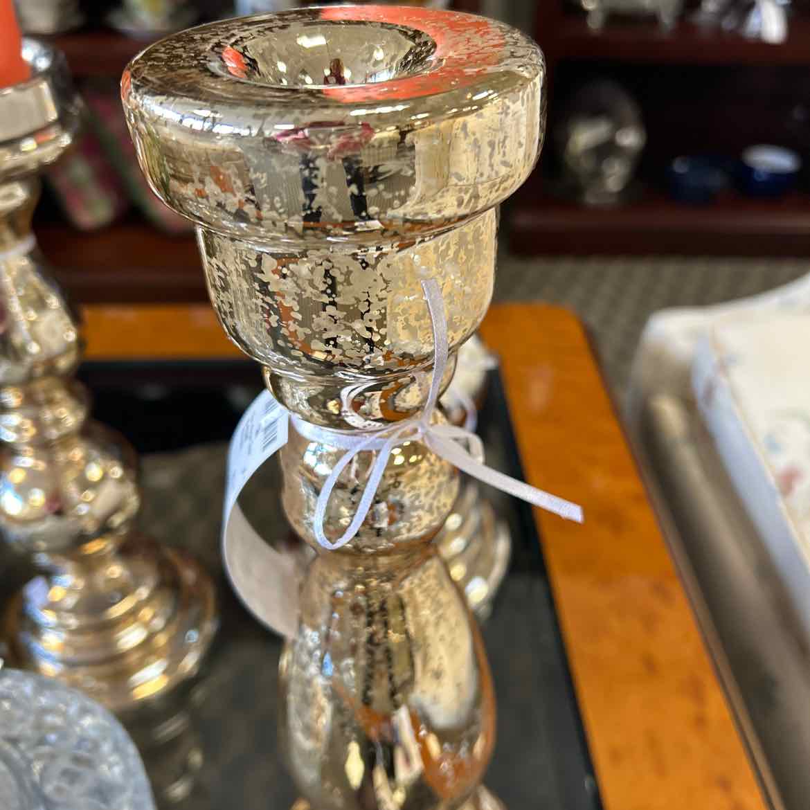 Speckled Gold Glass Candleholder