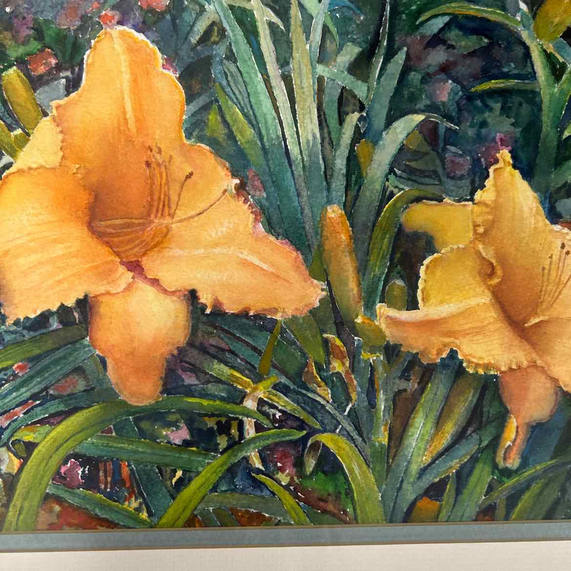 Watercolor Picture w/Orange Lilies