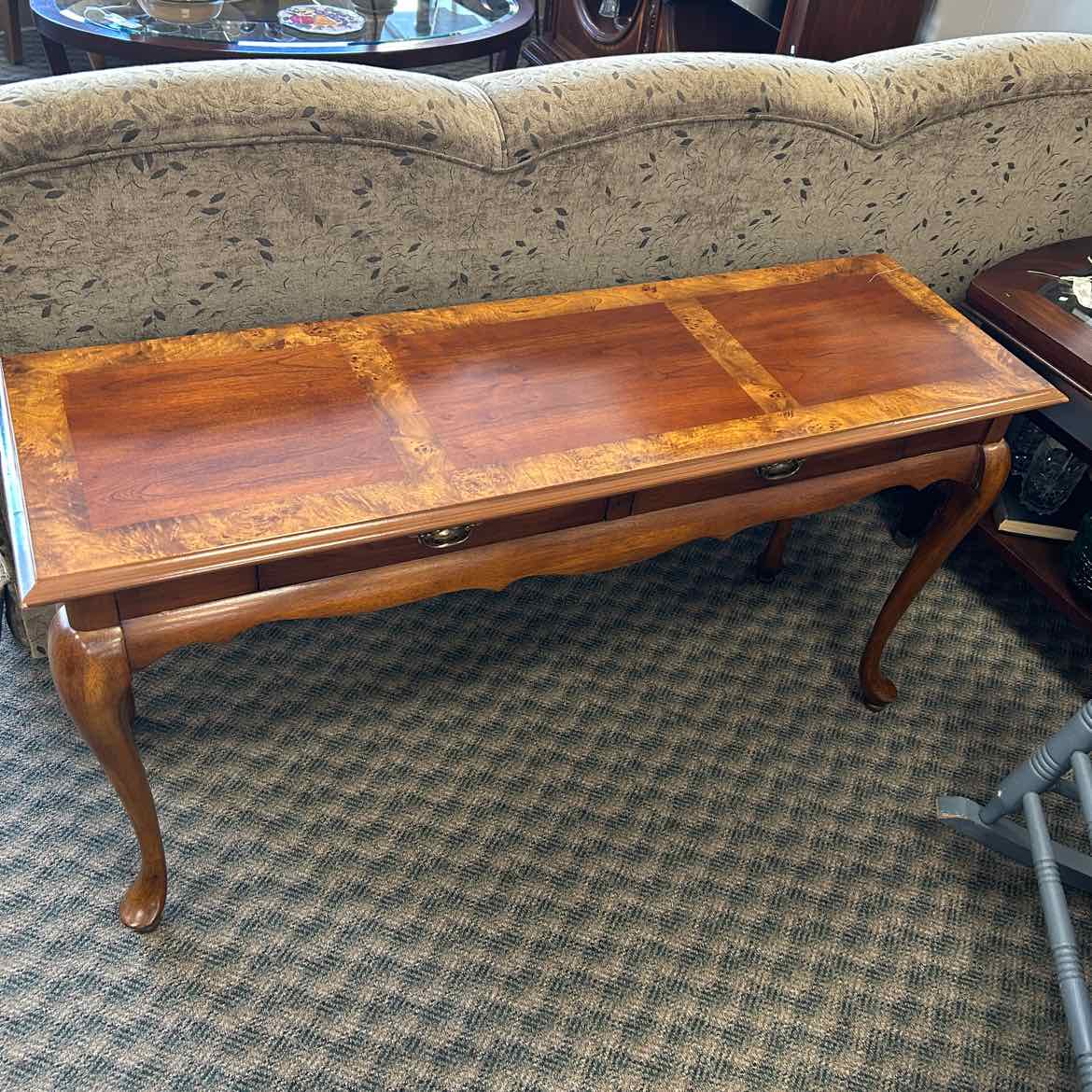 Wood Sofa Table w/Burled Edge