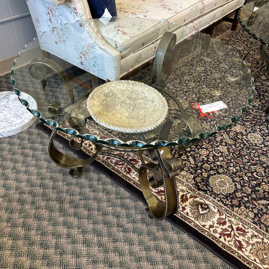 Bronze Metal End Table w/Glass Top